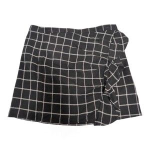 Madewell Black Windowpane Ruffle Mini Skirt  Size 12